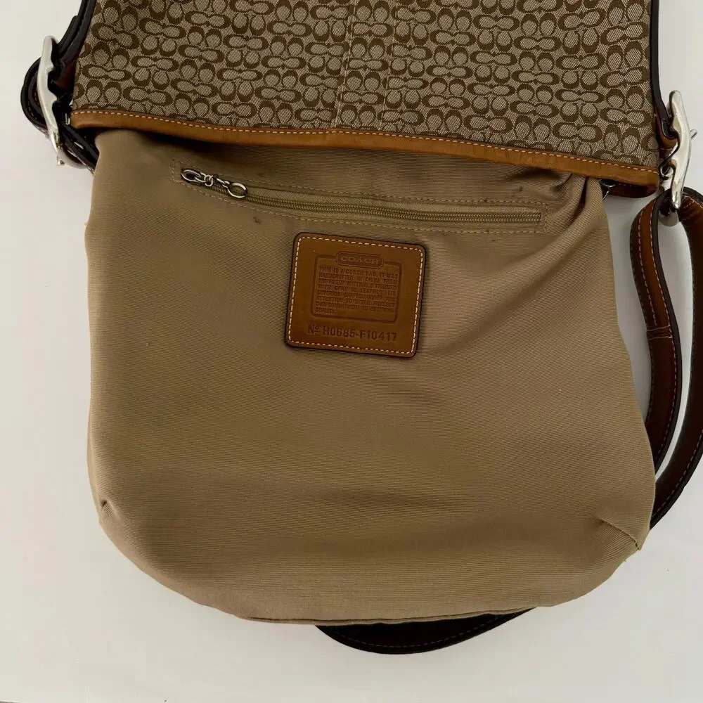 Coach Signature Canvas Crossbody Convertible Shoulder Bag Tan/Brown F10417